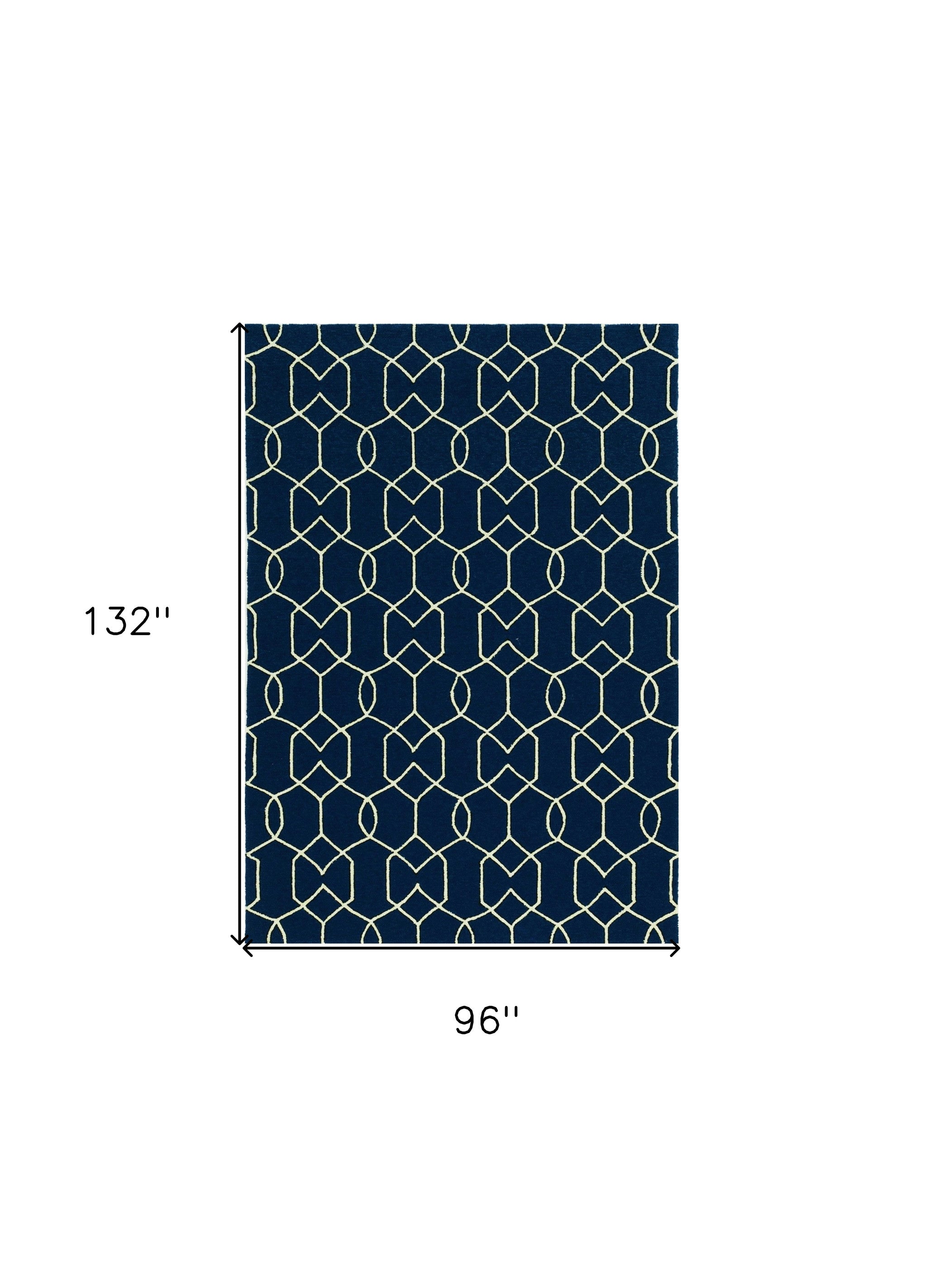 7' X 10' Blue Moroccan Indoor Outdoor Area Rug-Outdoor Rugs-DECOROLALA