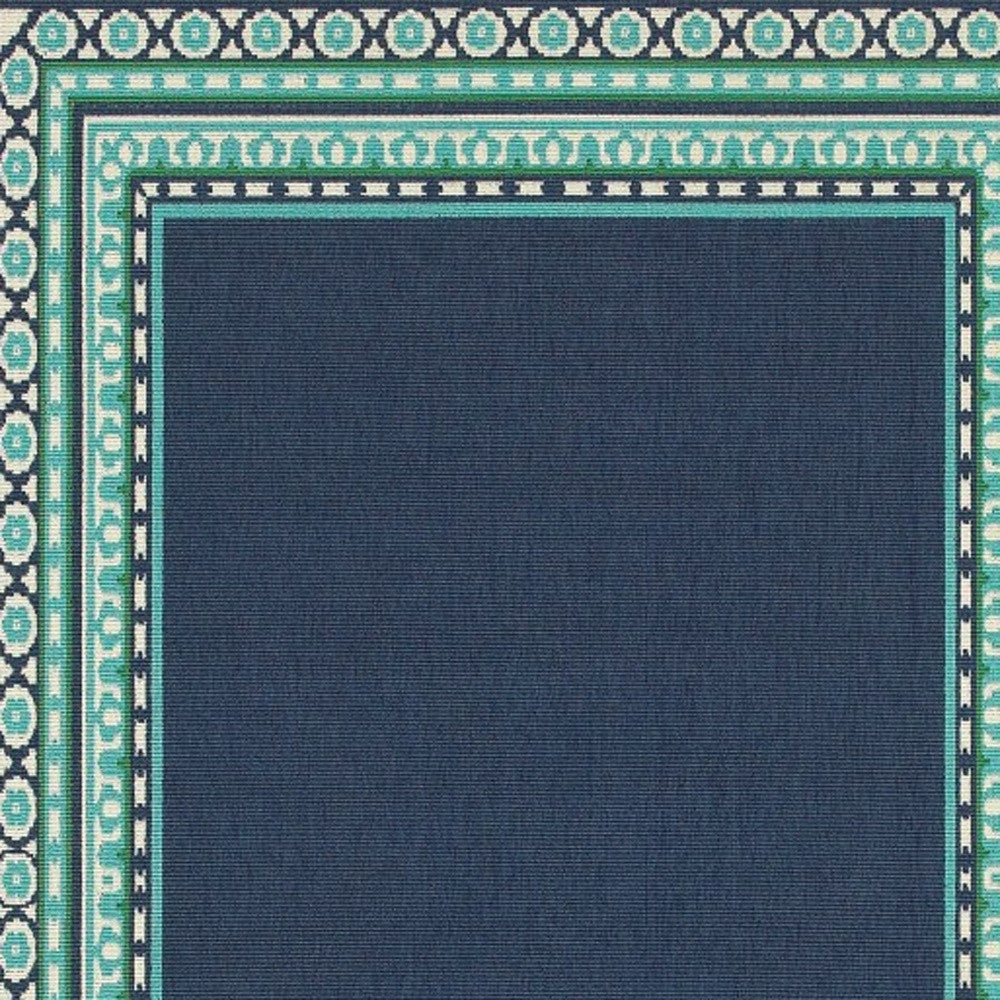 7' X 10' Blue and Green Indoor Outdoor Area Rug-Outdoor Rugs-DECOROLALA