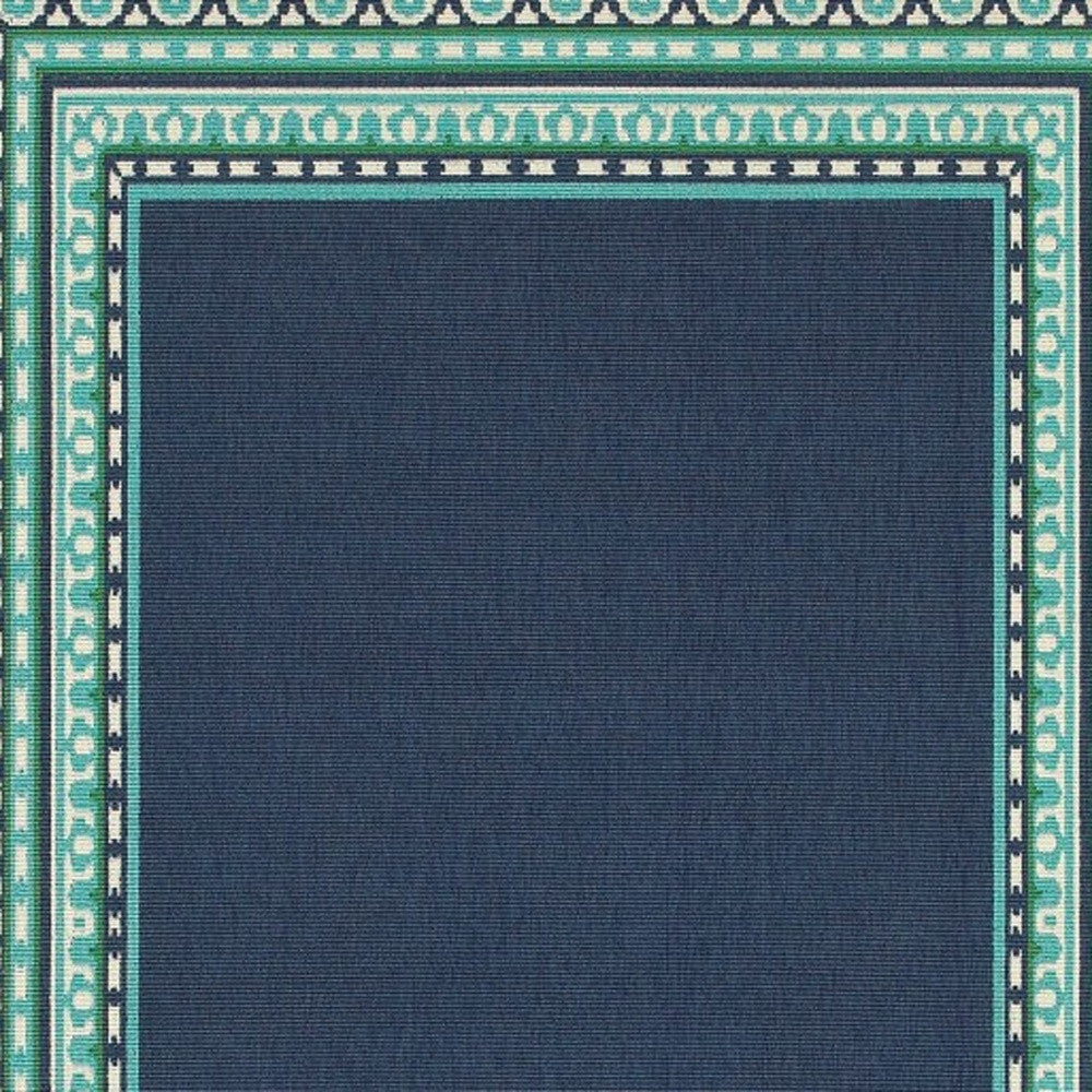 7' X 10' Blue and Green Indoor Outdoor Area Rug-Outdoor Rugs-DECOROLALA