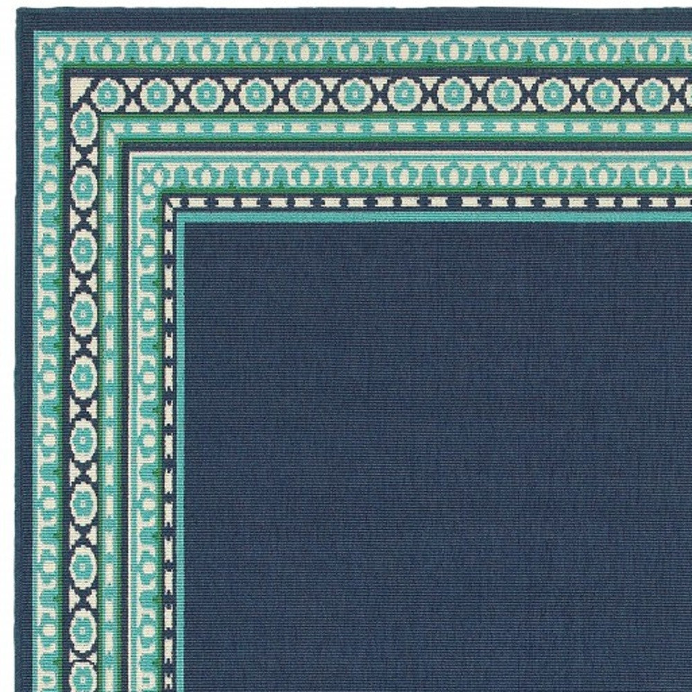 7' X 10' Blue and Green Indoor Outdoor Area Rug-Outdoor Rugs-DECOROLALA