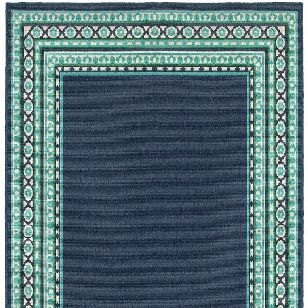 7' X 10' Blue and Green Indoor Outdoor Area Rug-Outdoor Rugs-DECOROLALA