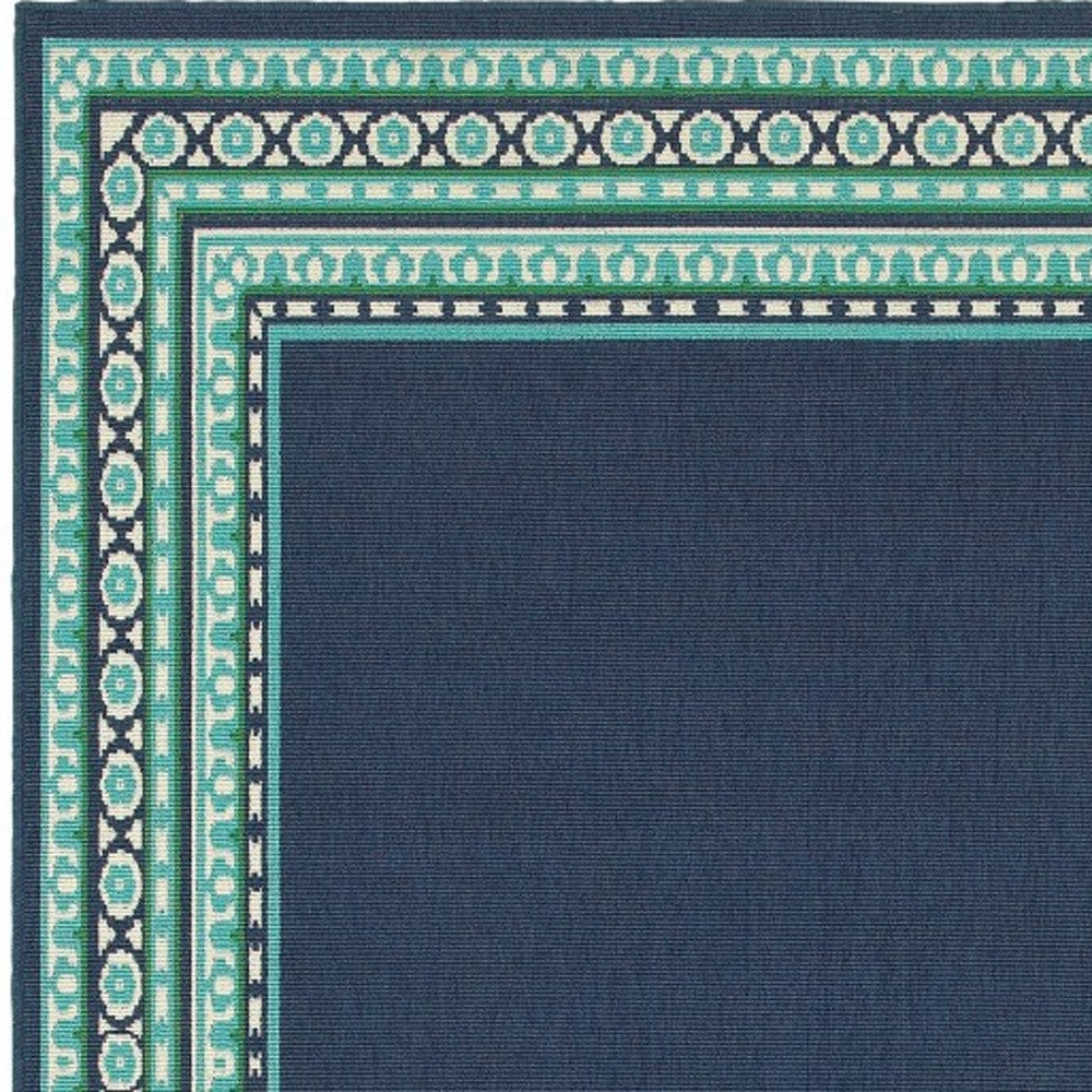 7' X 10' Blue and Green Indoor Outdoor Area Rug-Outdoor Rugs-DECOROLALA