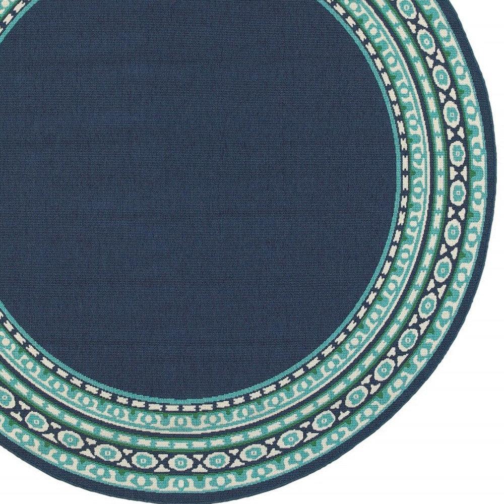 7' X 10' Blue and Green Indoor Outdoor Area Rug-Outdoor Rugs-DECOROLALA