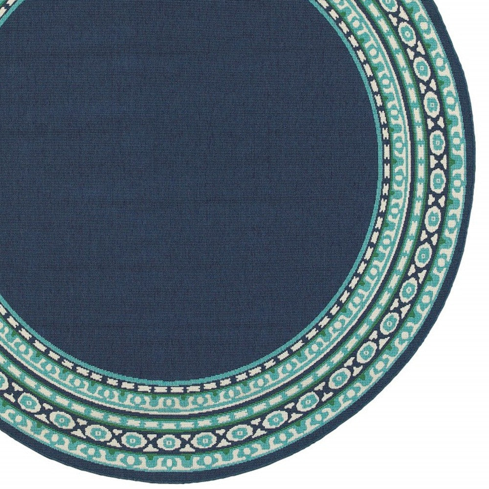 7' X 10' Blue and Green Indoor Outdoor Area Rug-Outdoor Rugs-DECOROLALA