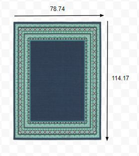 7' X 10' Blue and Green Indoor Outdoor Area Rug-Outdoor Rugs-DECOROLALA