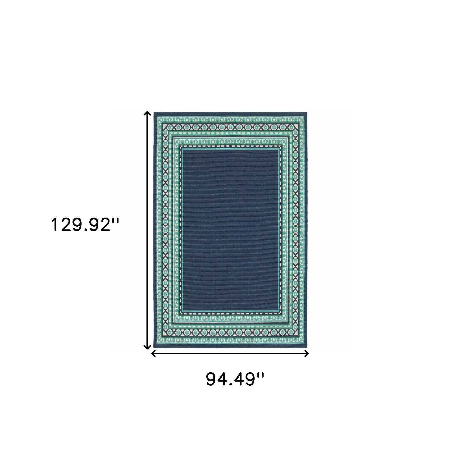 7' X 10' Blue and Green Indoor Outdoor Area Rug-Outdoor Rugs-DECOROLALA