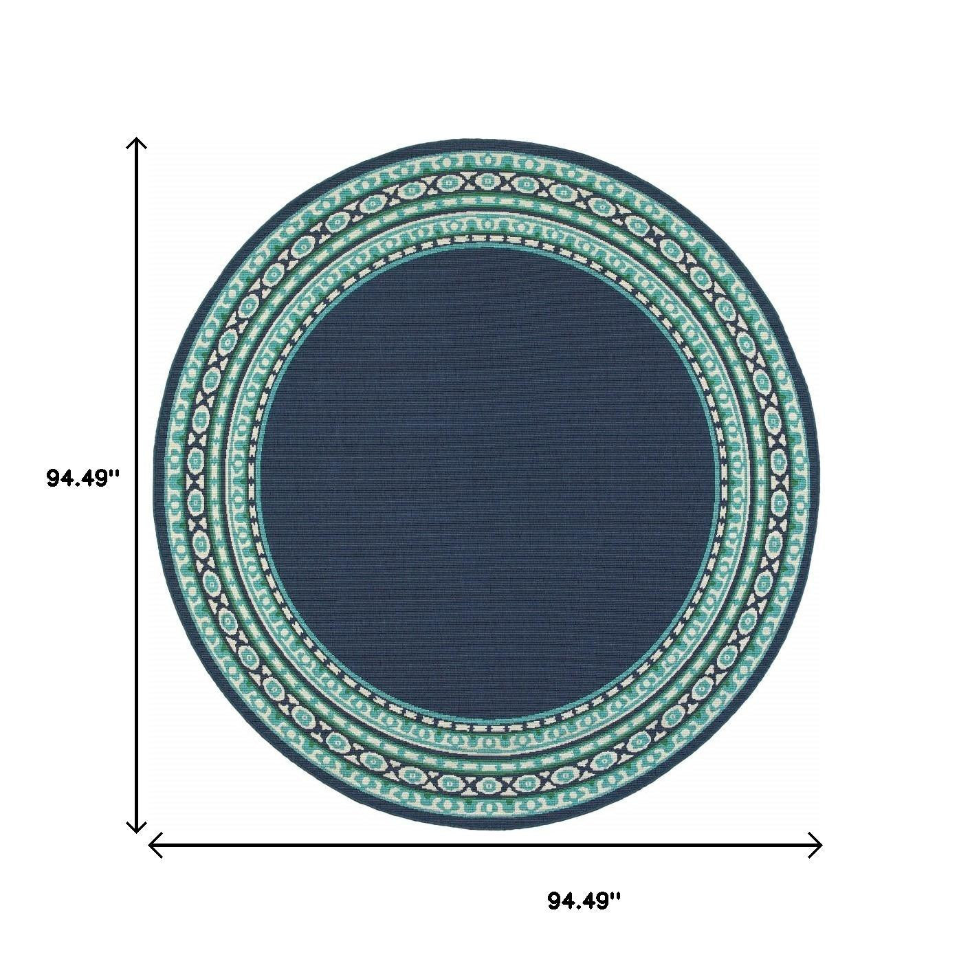 7' X 10' Blue and Green Indoor Outdoor Area Rug-Outdoor Rugs-DECOROLALA