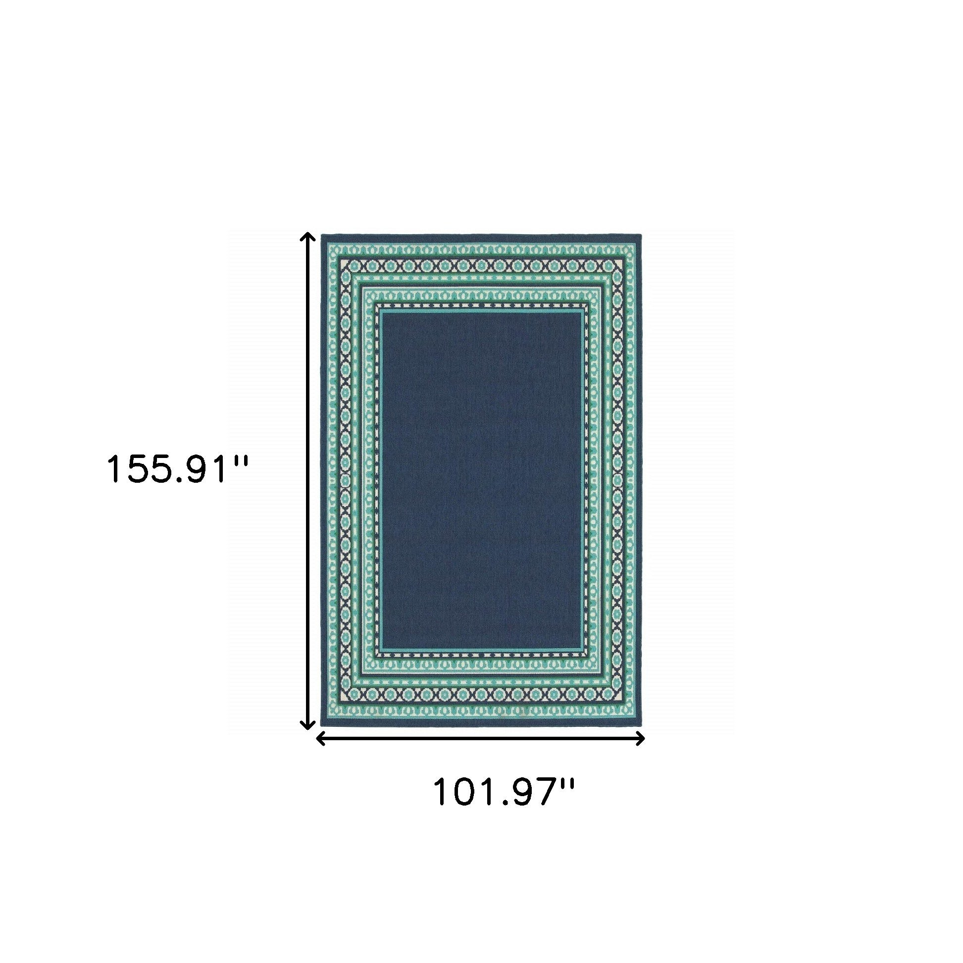 7' X 10' Blue and Green Indoor Outdoor Area Rug-Outdoor Rugs-DECOROLALA