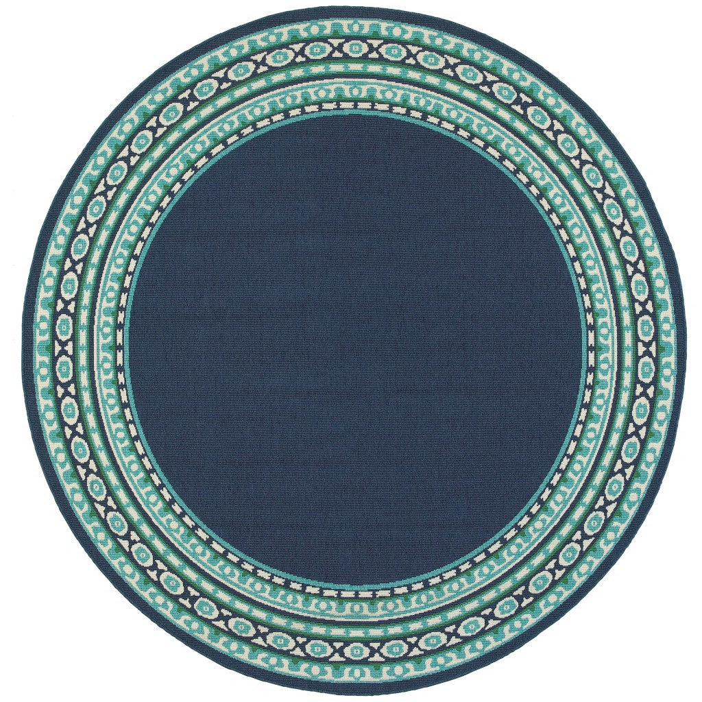 7' X 10' Blue and Green Indoor Outdoor Area Rug-Outdoor Rugs-DECOROLALA