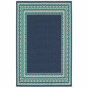 7' X 10' Blue and Green Indoor Outdoor Area Rug-Outdoor Rugs-DECOROLALA