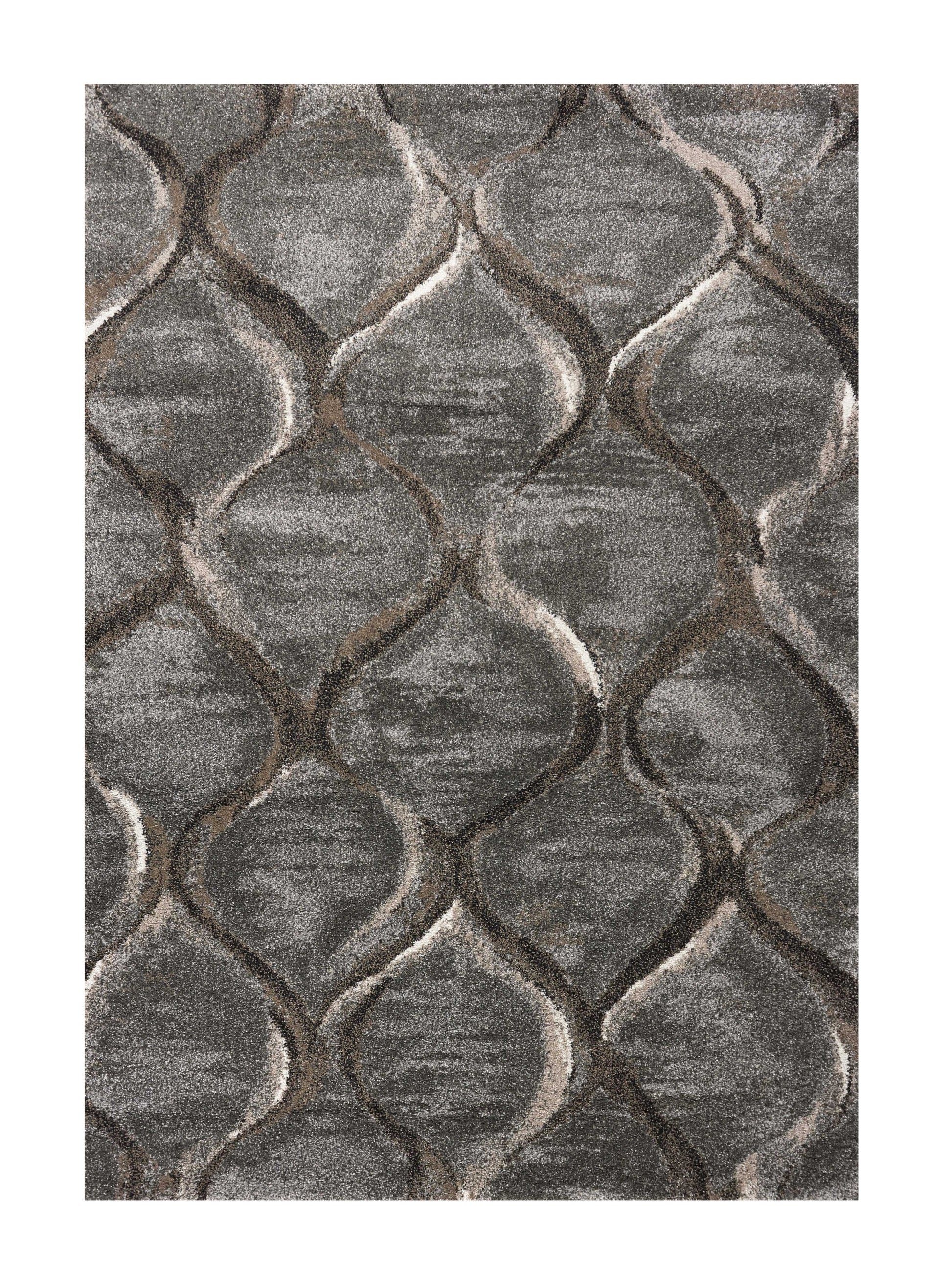 7' X 10' Charcoal And Light Gray Ogee Area Rug-Area Rugs-DECOROLALA