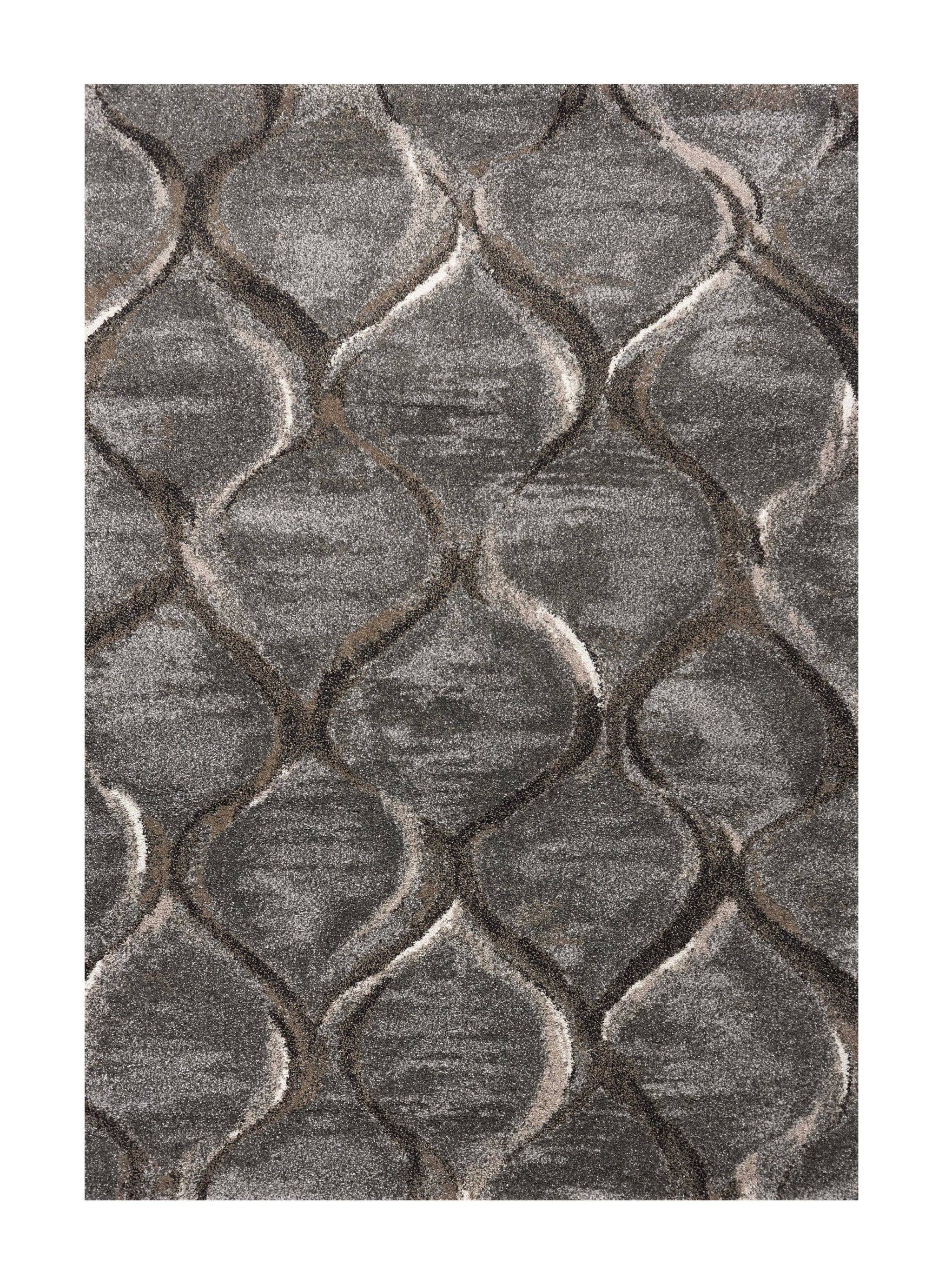 7' X 10' Charcoal And Light Gray Ogee Area Rug-Area Rugs-DECOROLALA