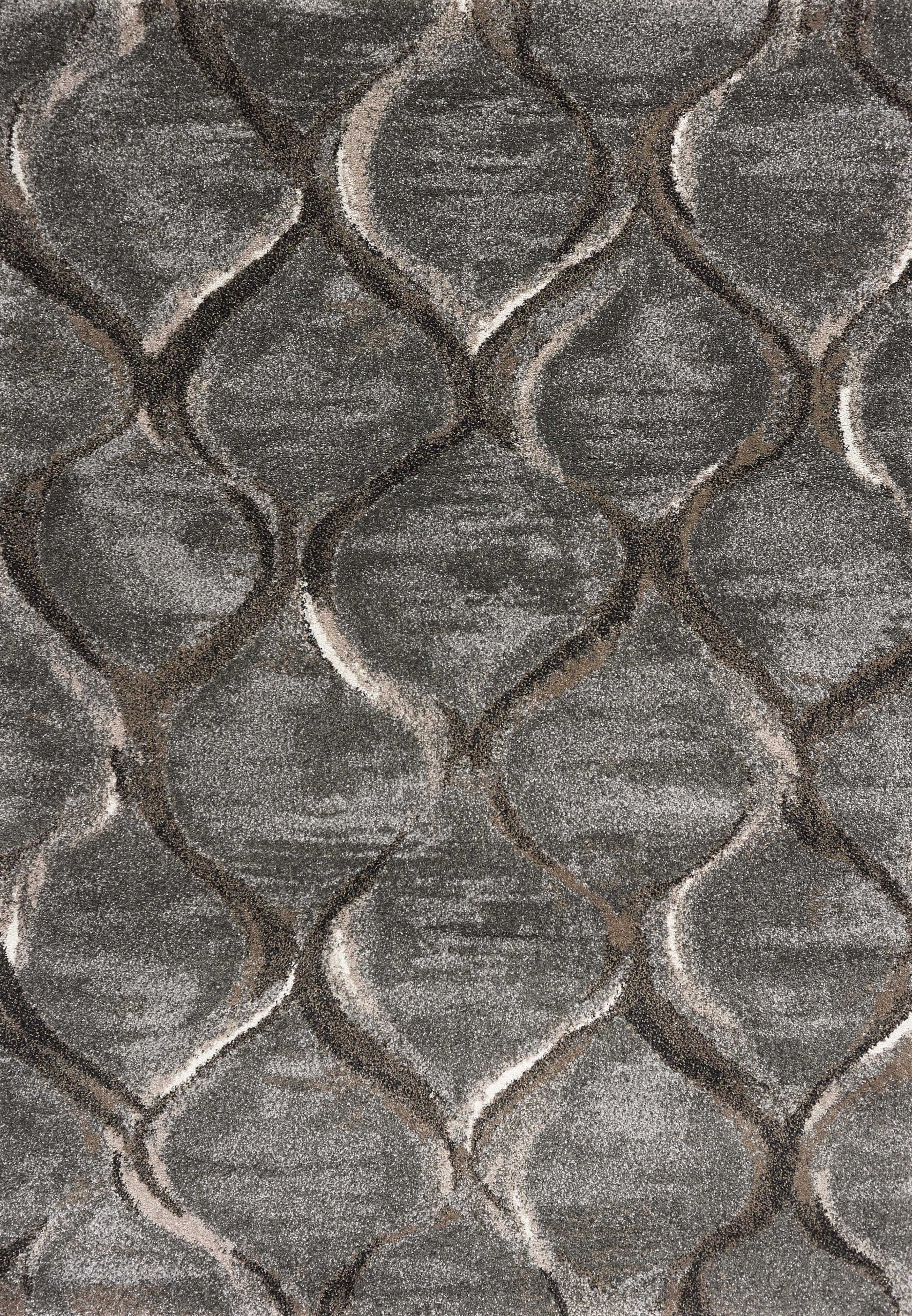 7' X 10' Charcoal And Light Gray Ogee Area Rug-Area Rugs-DECOROLALA