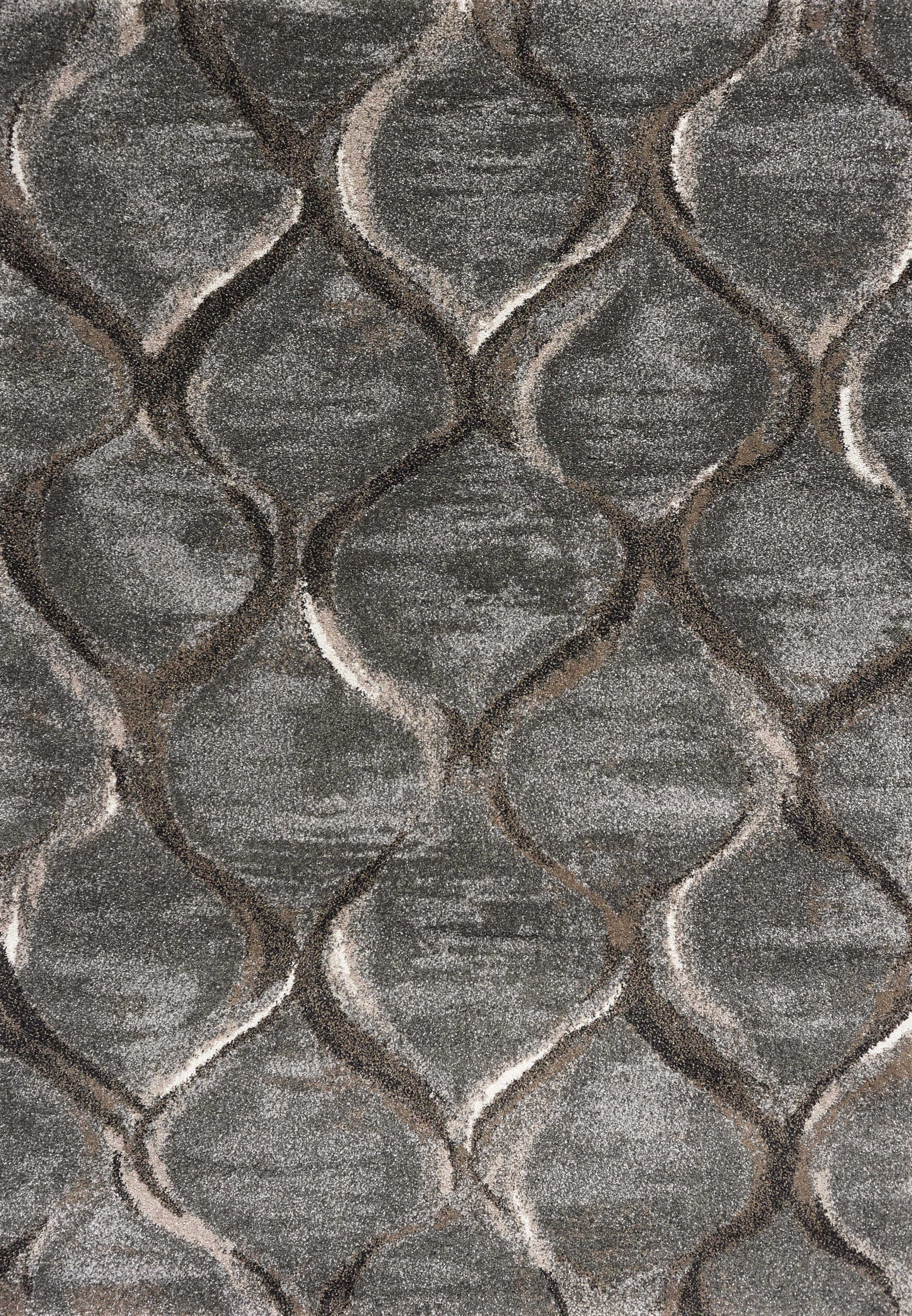 7' X 10' Charcoal And Light Gray Ogee Area Rug-Area Rugs-DECOROLALA