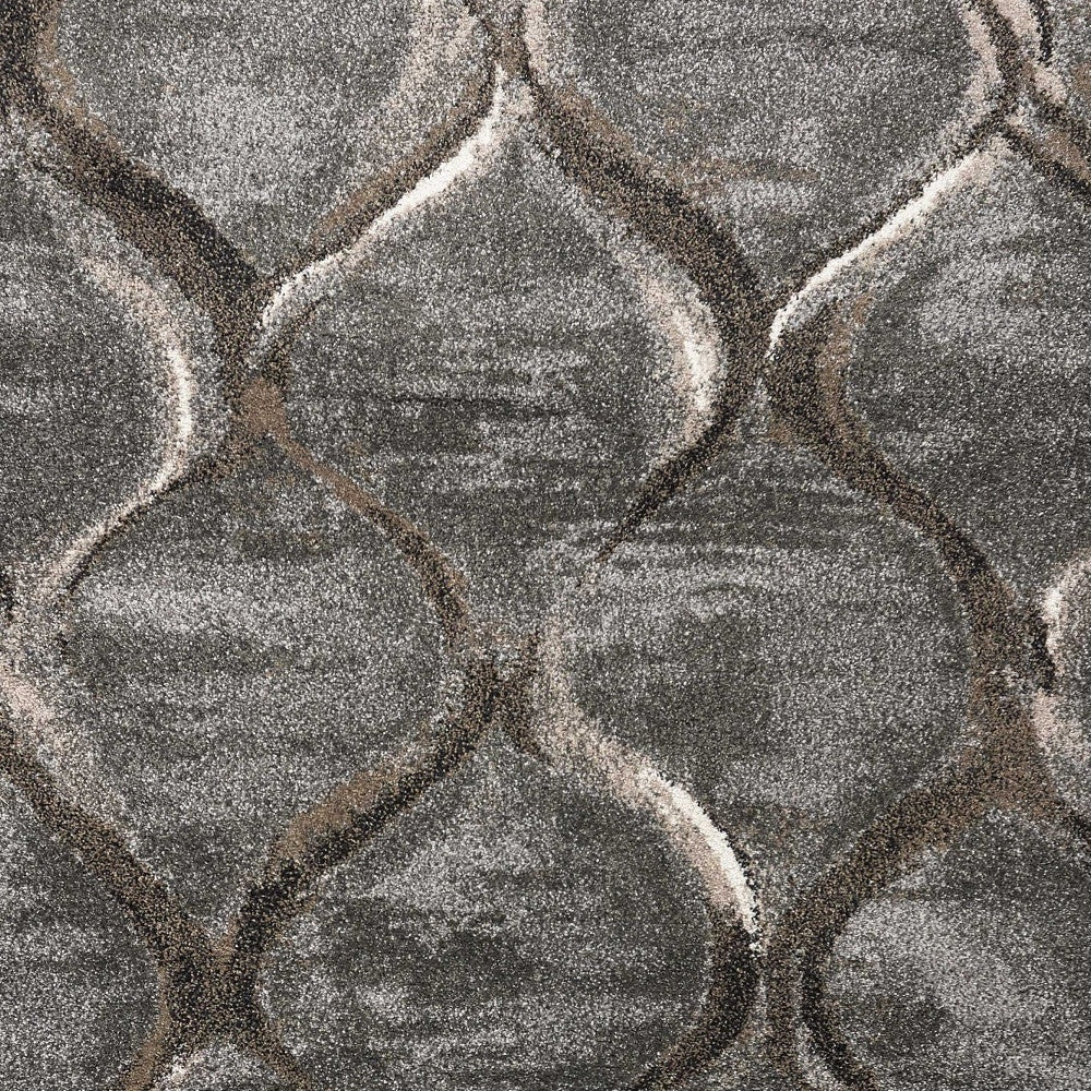 7' X 10' Charcoal And Light Gray Ogee Area Rug-Area Rugs-DECOROLALA