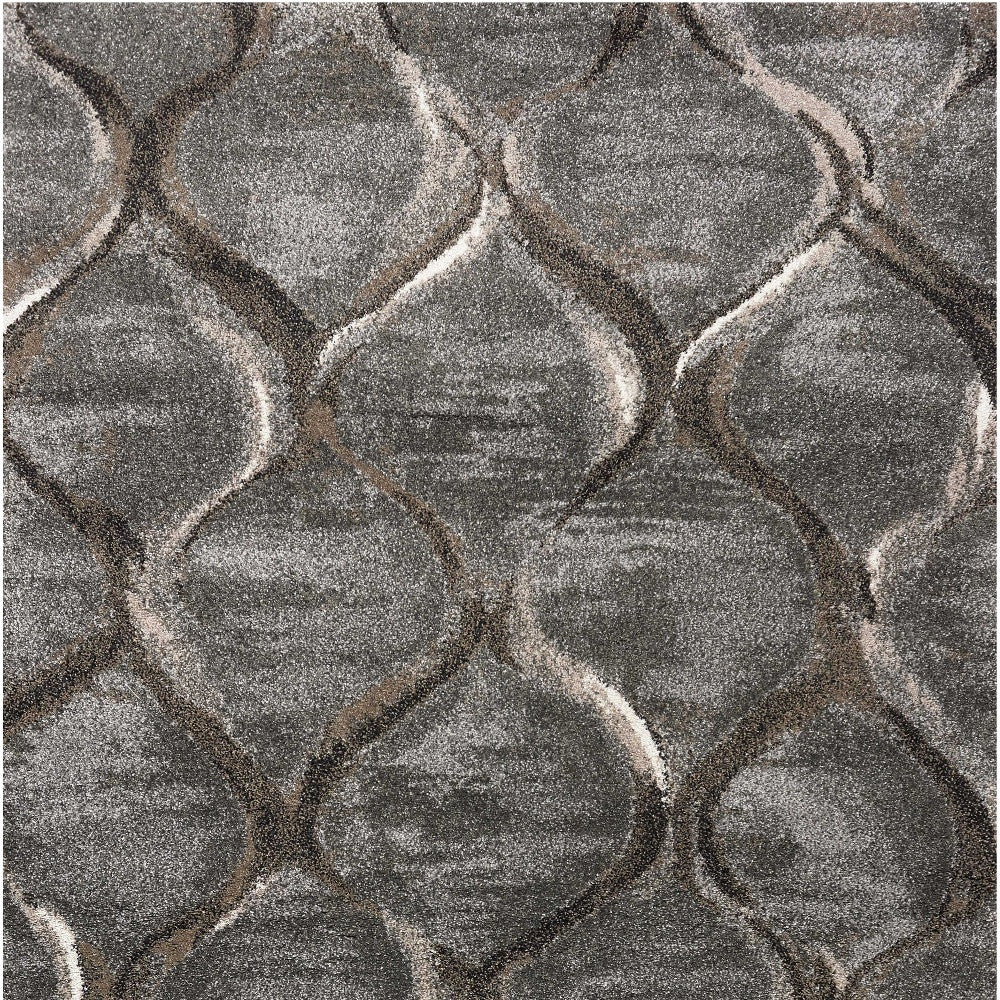 7' X 10' Charcoal And Light Gray Ogee Area Rug-Area Rugs-DECOROLALA