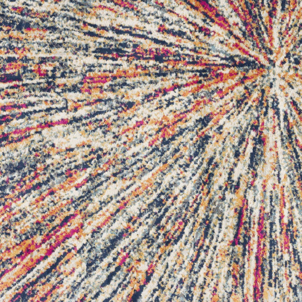 7' X 10' Cream Celestial Burst Abstract Area Rug-Area Rugs-DECOROLALA