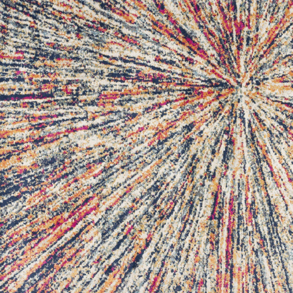 7' X 10' Cream Celestial Burst Abstract Area Rug-Area Rugs-DECOROLALA