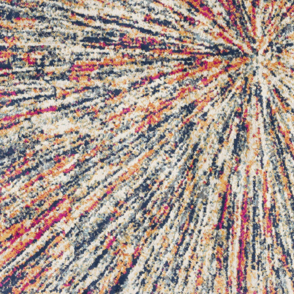 7' X 10' Cream Celestial Burst Abstract Area Rug-Area Rugs-DECOROLALA