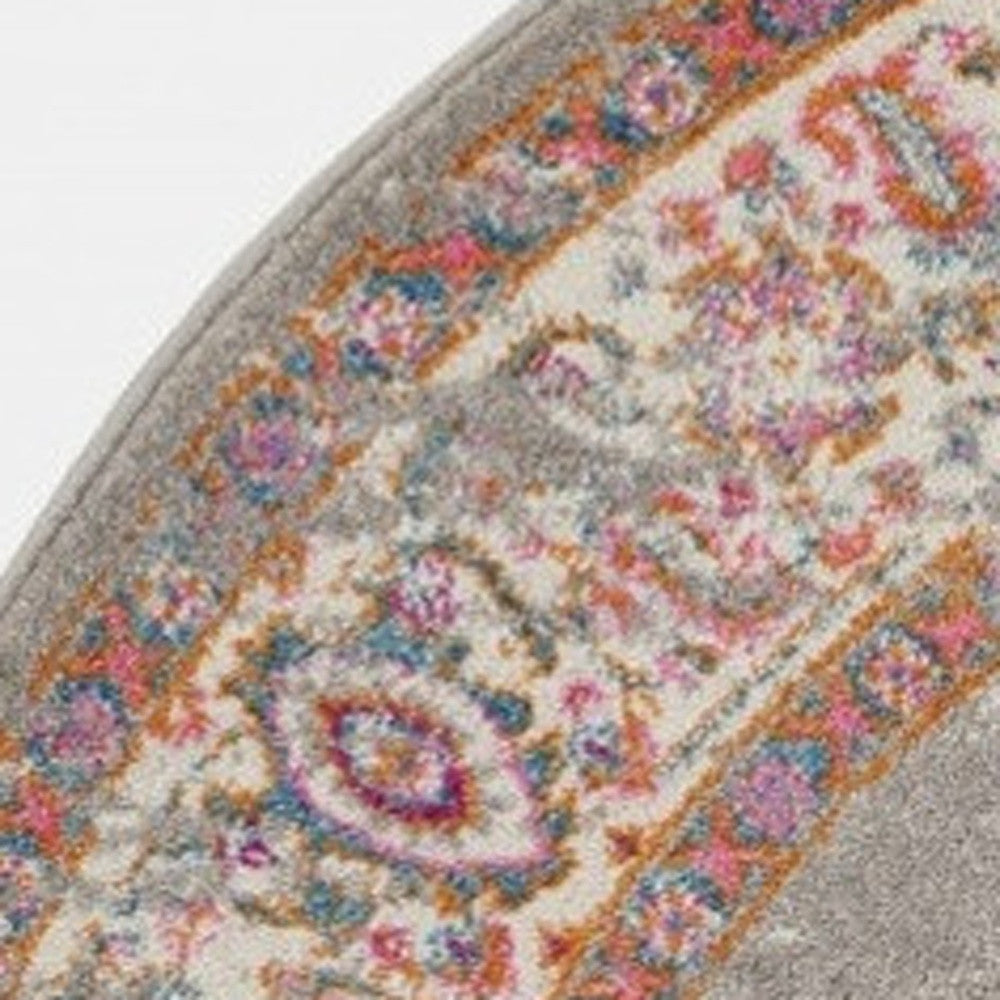 7' X 10' Gray And Gold Medallion Distressed Area Rug-Area Rugs-DECOROLALA