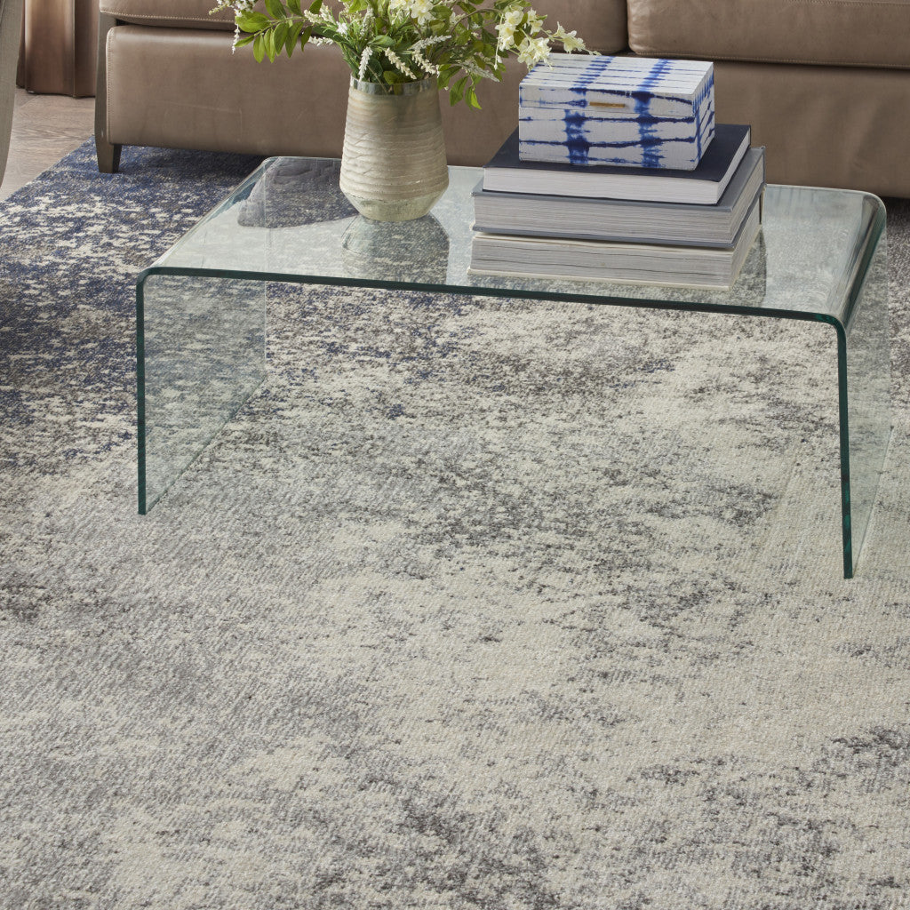 7' X 10' Gray And Ivory Abstract Area Rug-Area Rugs-DECOROLALA