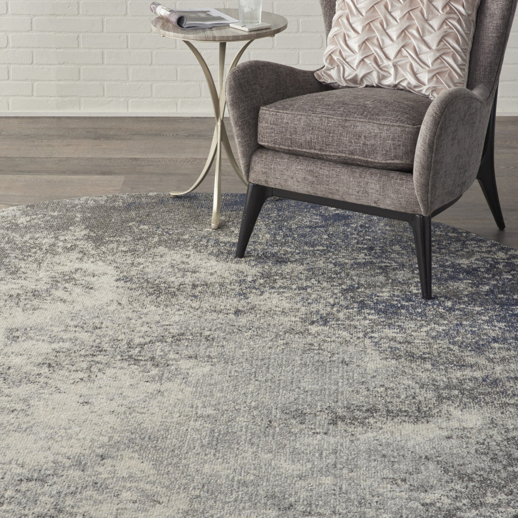 7' X 10' Gray And Ivory Abstract Area Rug-Area Rugs-DECOROLALA