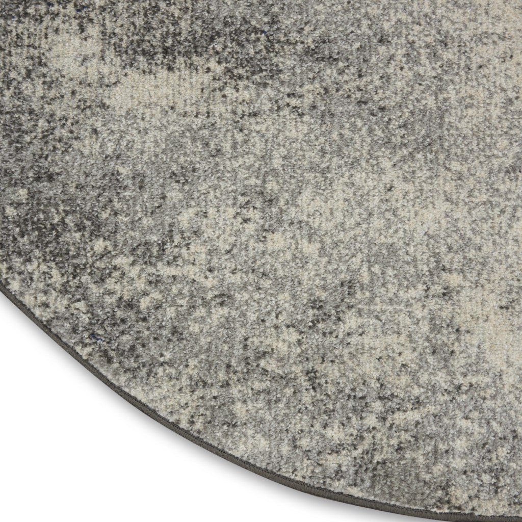 7' X 10' Gray And Ivory Abstract Area Rug-Area Rugs-DECOROLALA