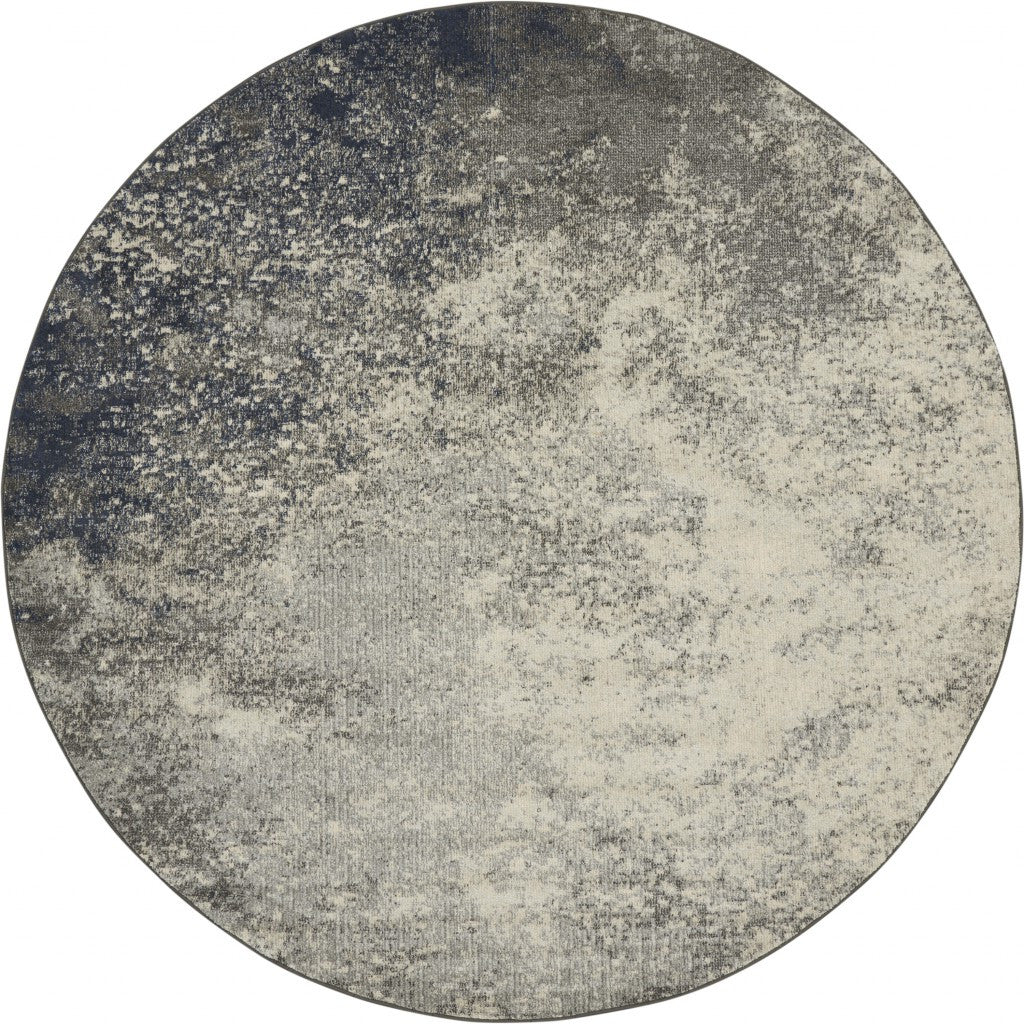 7' X 10' Gray And Ivory Abstract Area Rug-Area Rugs-DECOROLALA