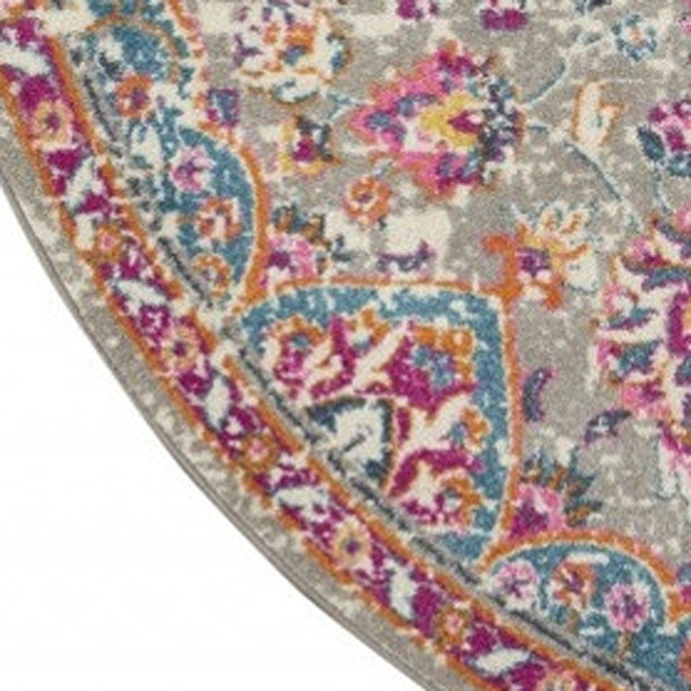 7' X 10' Gray And Ivory Medallion Area Rug-Area Rugs-DECOROLALA