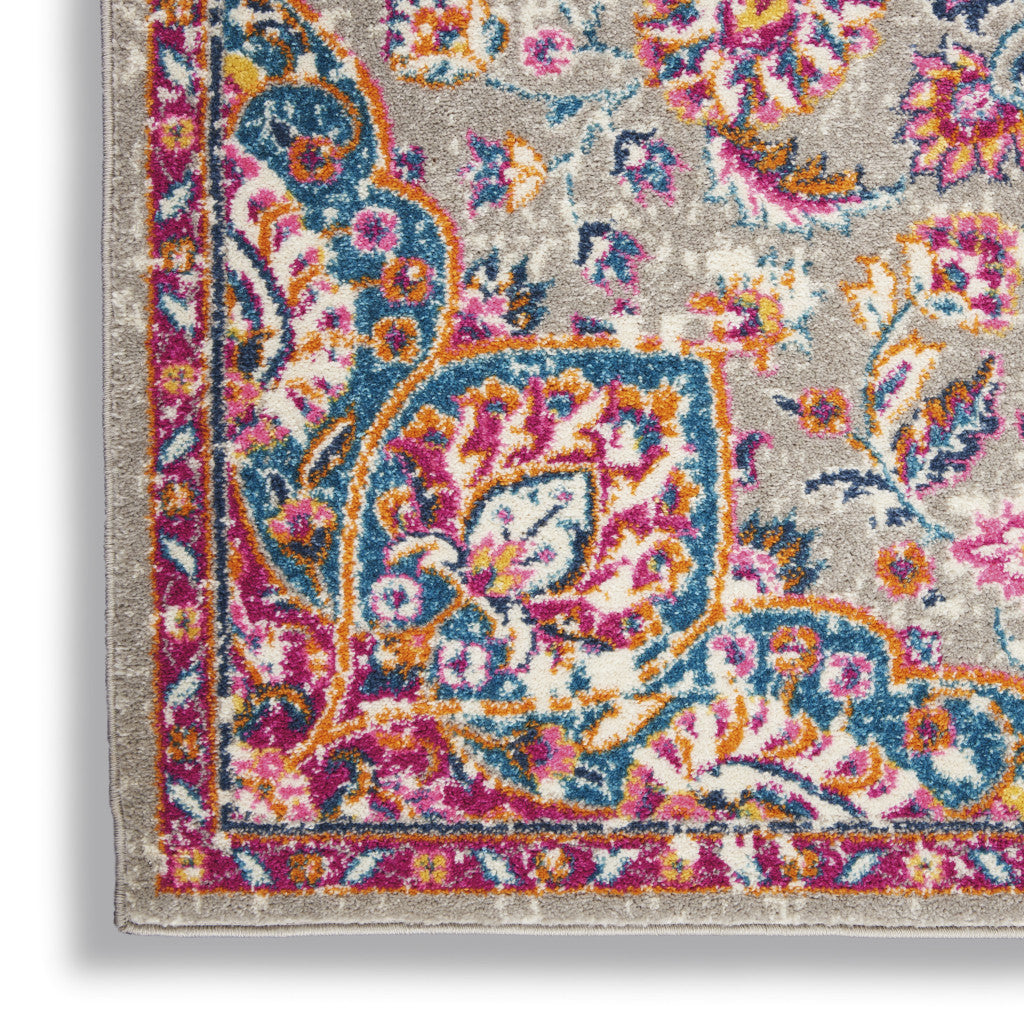 7' X 10' Gray And Ivory Medallion Area Rug-Area Rugs-DECOROLALA