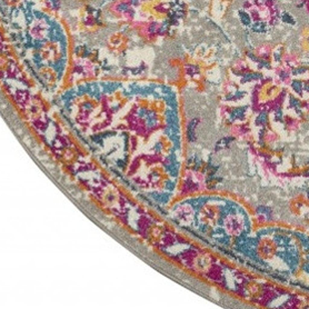 7' X 10' Gray And Ivory Medallion Area Rug-Area Rugs-DECOROLALA