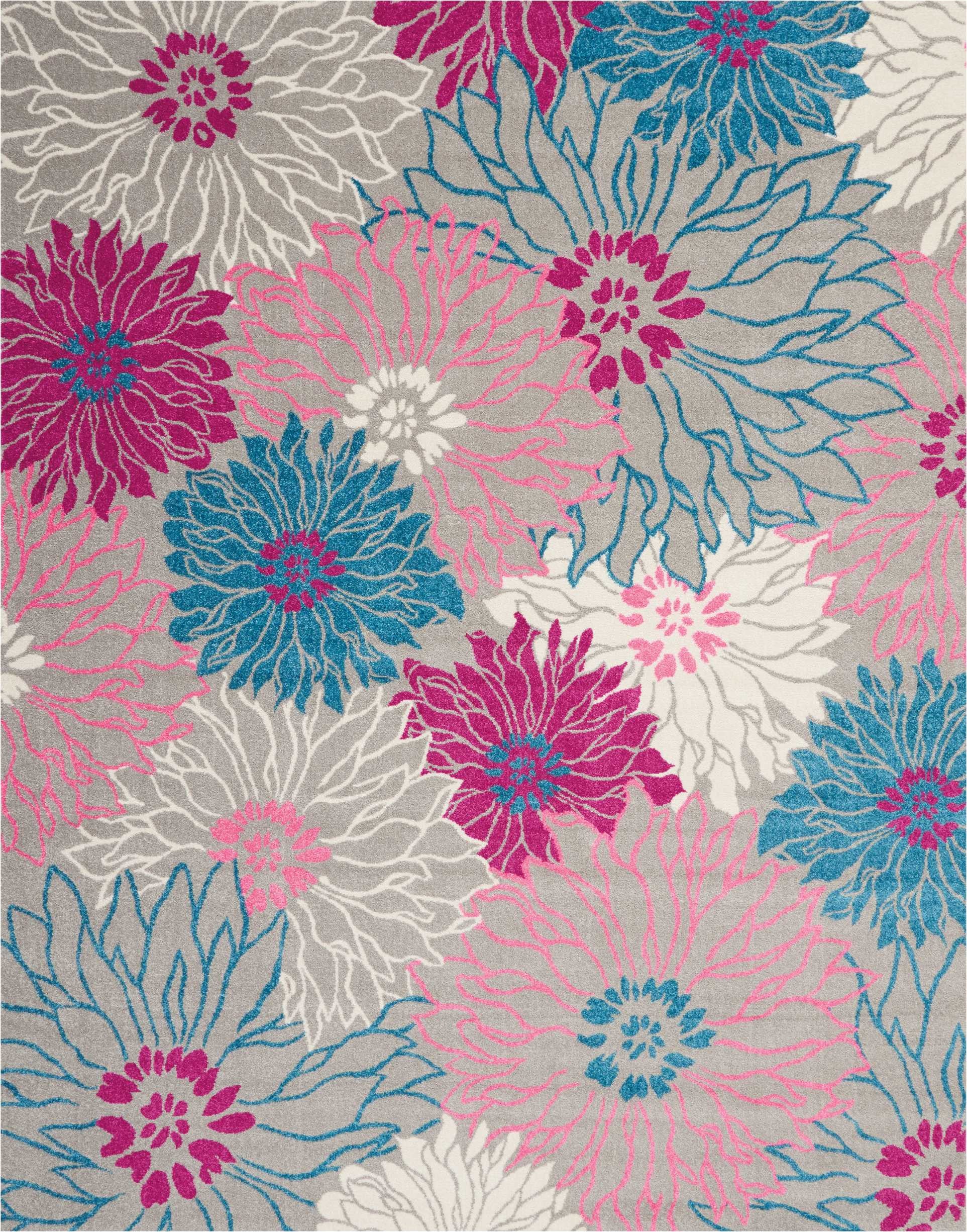 7' X 10' Gray And Pink Floral Area Rug-Area Rugs-DECOROLALA