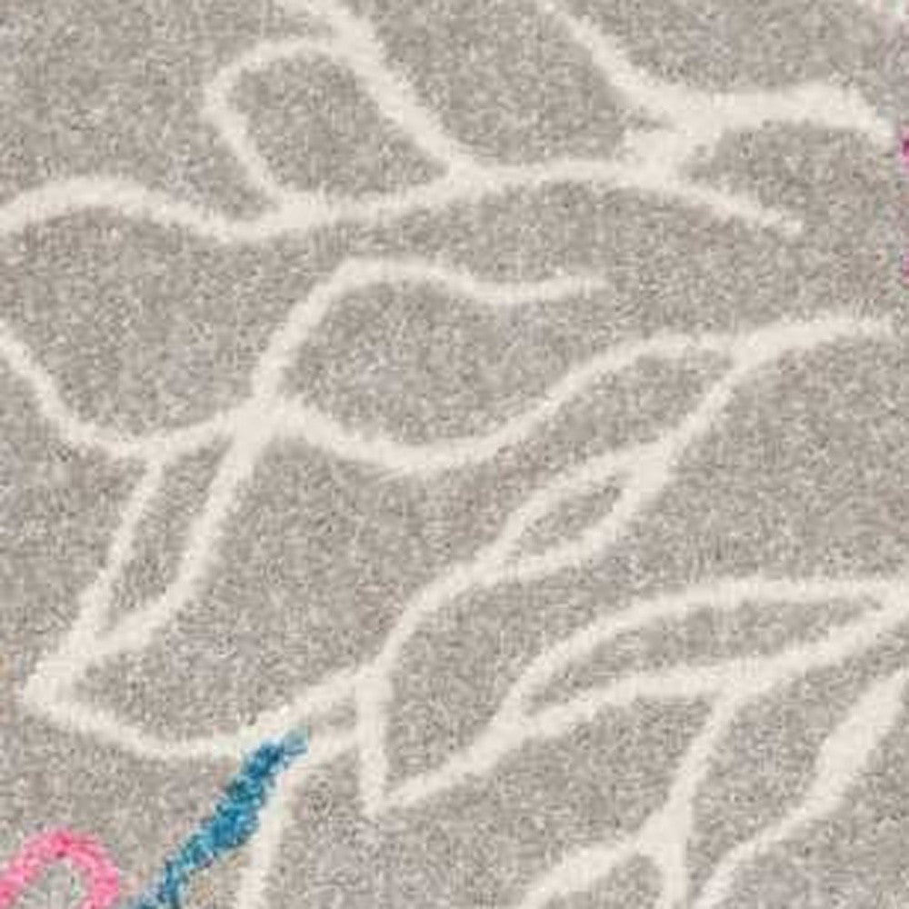 7' X 10' Gray And Pink Floral Area Rug-Area Rugs-DECOROLALA