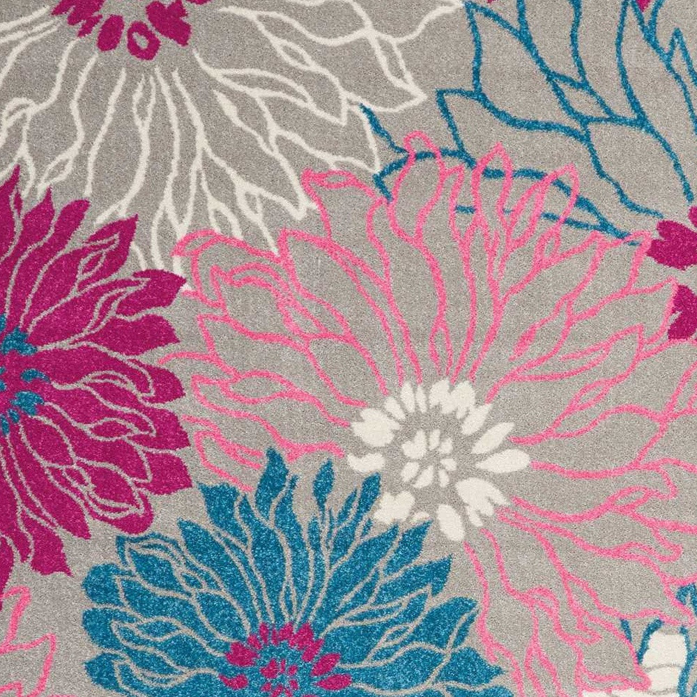 7' X 10' Gray And Pink Floral Area Rug-Area Rugs-DECOROLALA