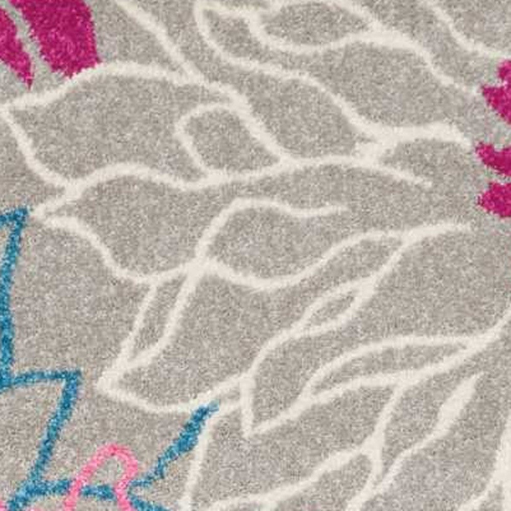 7' X 10' Gray And Pink Floral Area Rug-Area Rugs-DECOROLALA