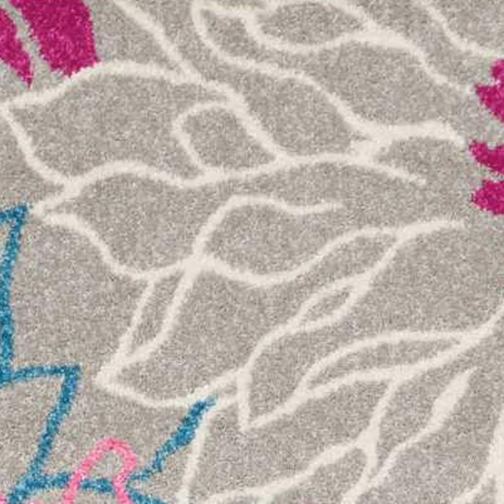 7' X 10' Gray And Pink Floral Area Rug-Area Rugs-DECOROLALA