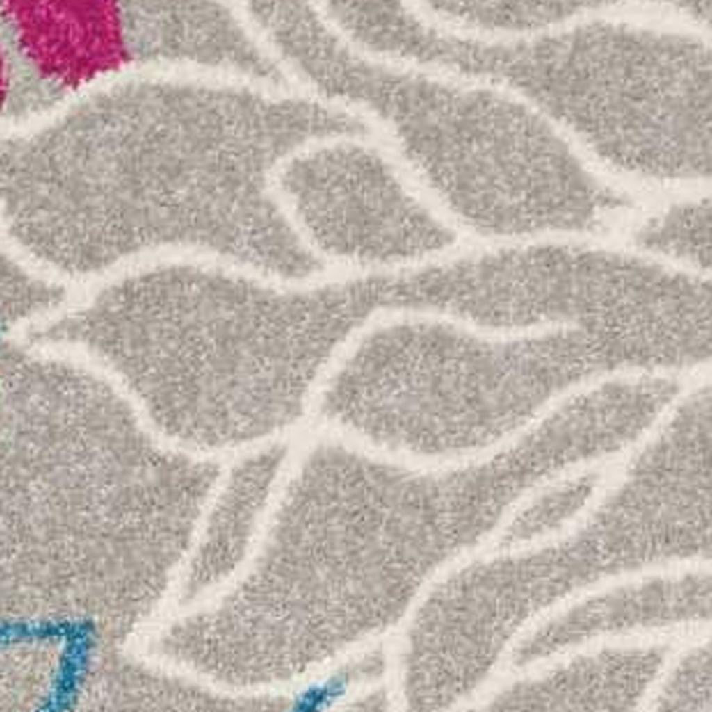 7' X 10' Gray And Pink Floral Area Rug-Area Rugs-DECOROLALA