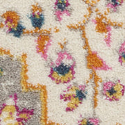 7' X 10' Gray Blue And Orange Quatrefoil Distressed Area Rug-Area Rugs-DECOROLALA