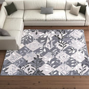 7' X 10' Gray Diamond And Vines Area Rug-Area Rugs-DECOROLALA