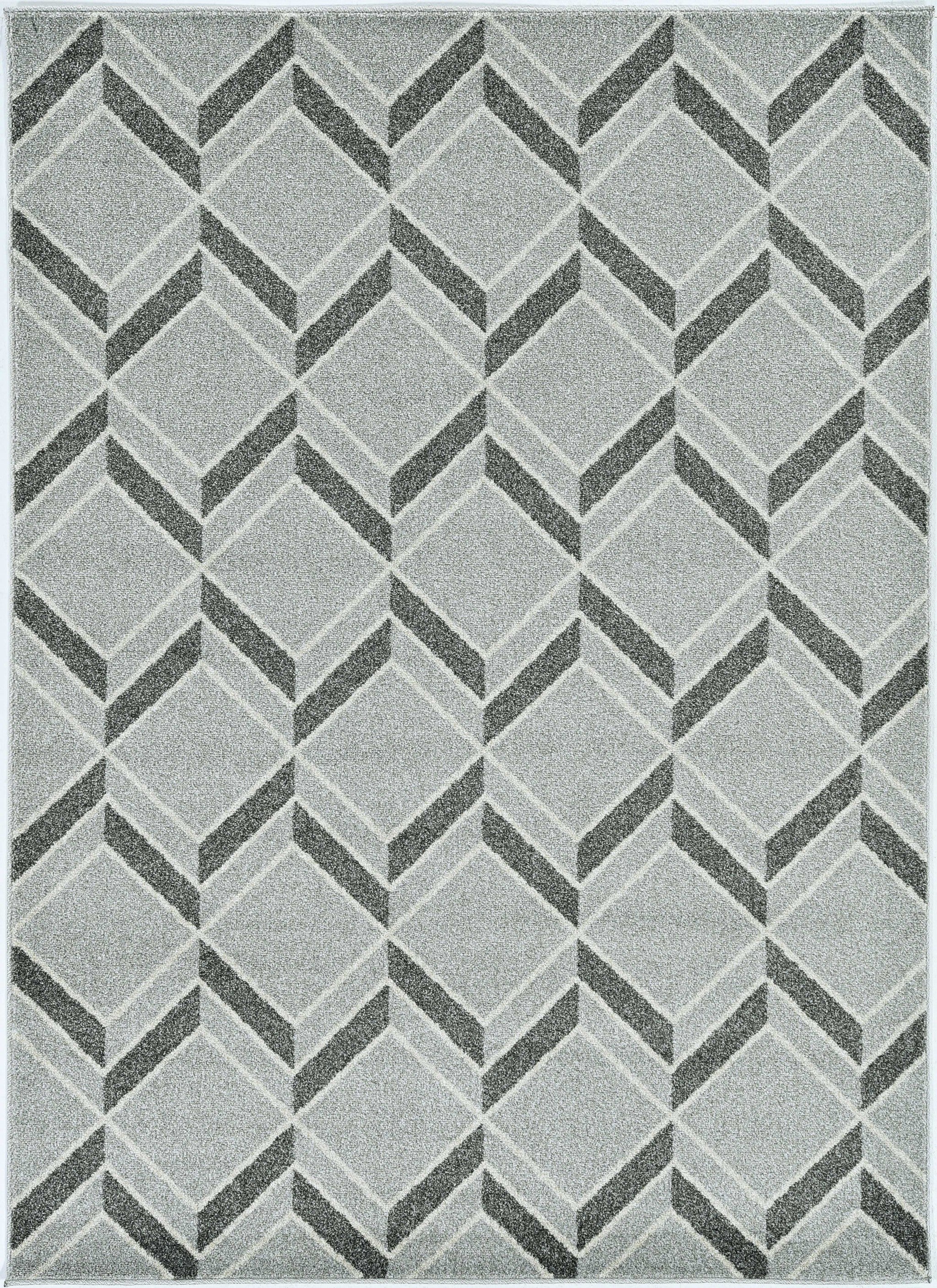 7' X 10' Gray Geometric Indoor Outdoor Area Rug-Outdoor Rugs-DECOROLALA