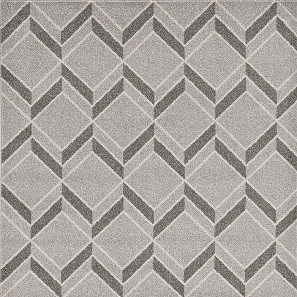 7' X 10' Gray Geometric Indoor Outdoor Area Rug-Outdoor Rugs-DECOROLALA