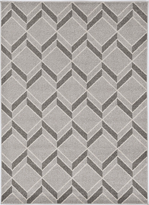 7' X 10' Gray Geometric Indoor Outdoor Area Rug-Outdoor Rugs-DECOROLALA