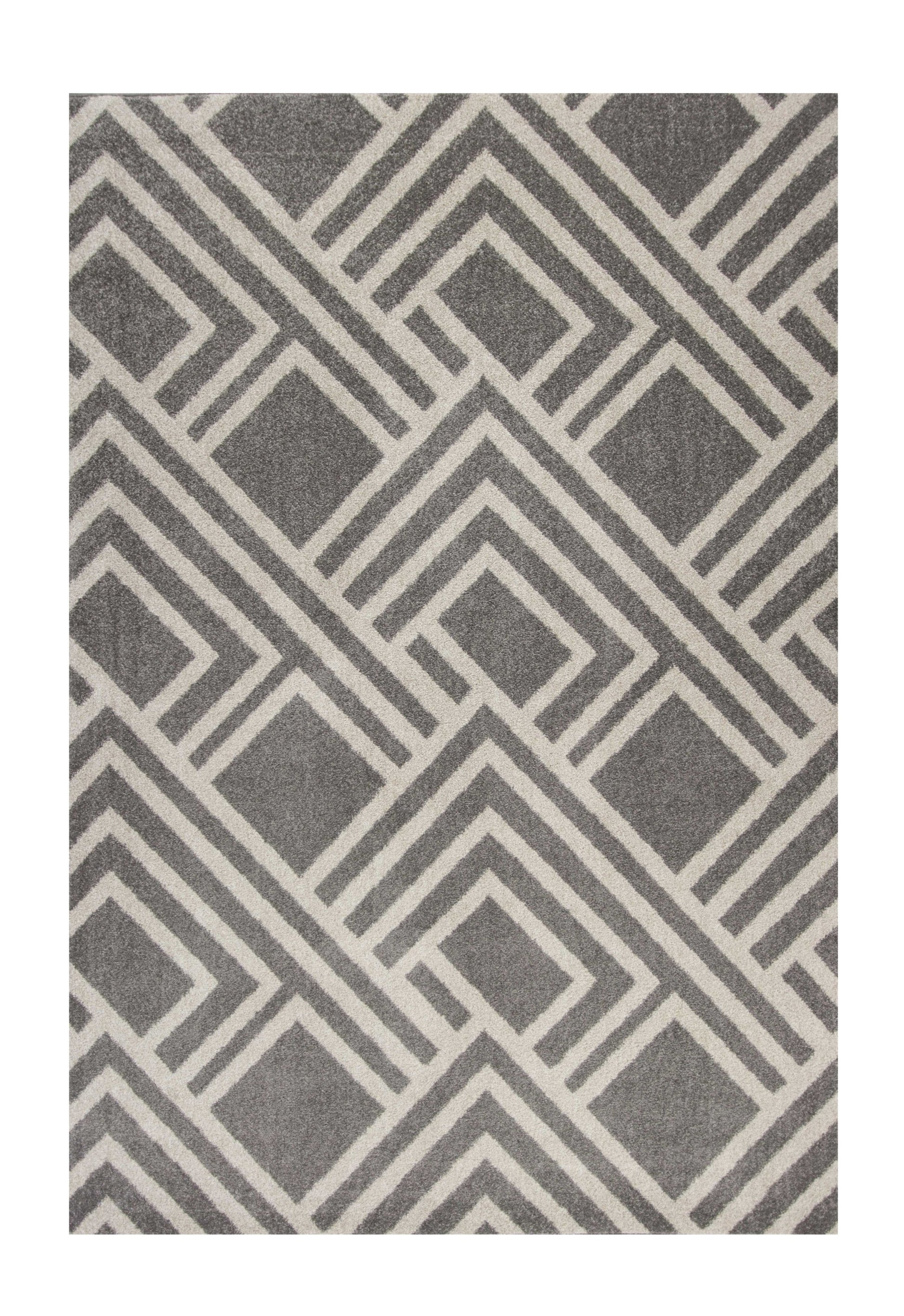 7' X 10' Gray Geometric Indoor Outdoor Area Rug-Outdoor Rugs-DECOROLALA