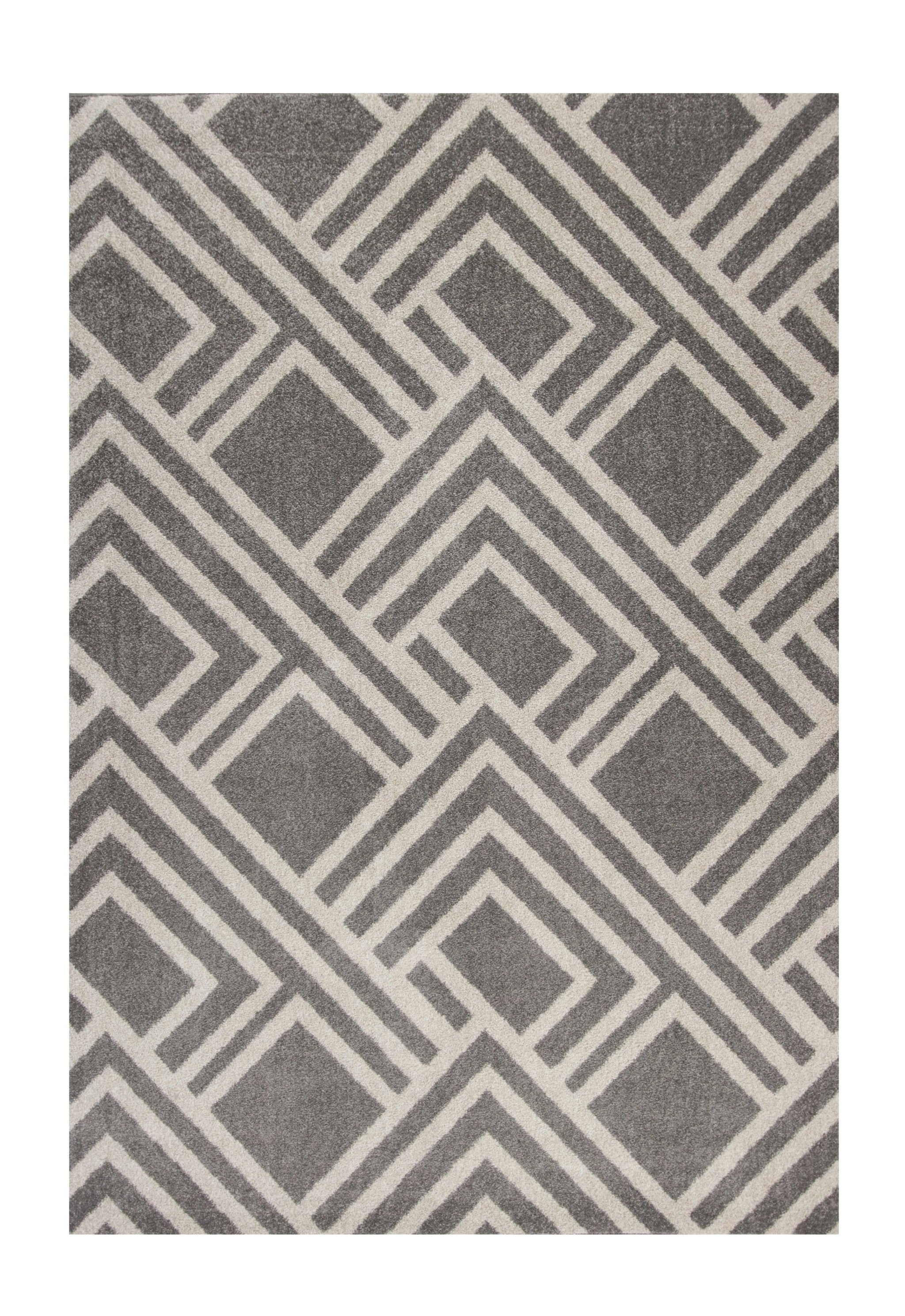 7' X 10' Gray Geometric Indoor Outdoor Area Rug-Outdoor Rugs-DECOROLALA