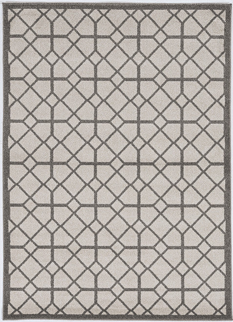 7' X 10' Gray Geometric Indoor Outdoor Area Rug-Outdoor Rugs-DECOROLALA