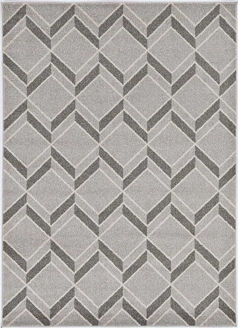 7' X 10' Gray Geometric Indoor Outdoor Area Rug-Outdoor Rugs-DECOROLALA