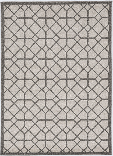 7' X 10' Gray Geometric Indoor Outdoor Area Rug-Outdoor Rugs-DECOROLALA