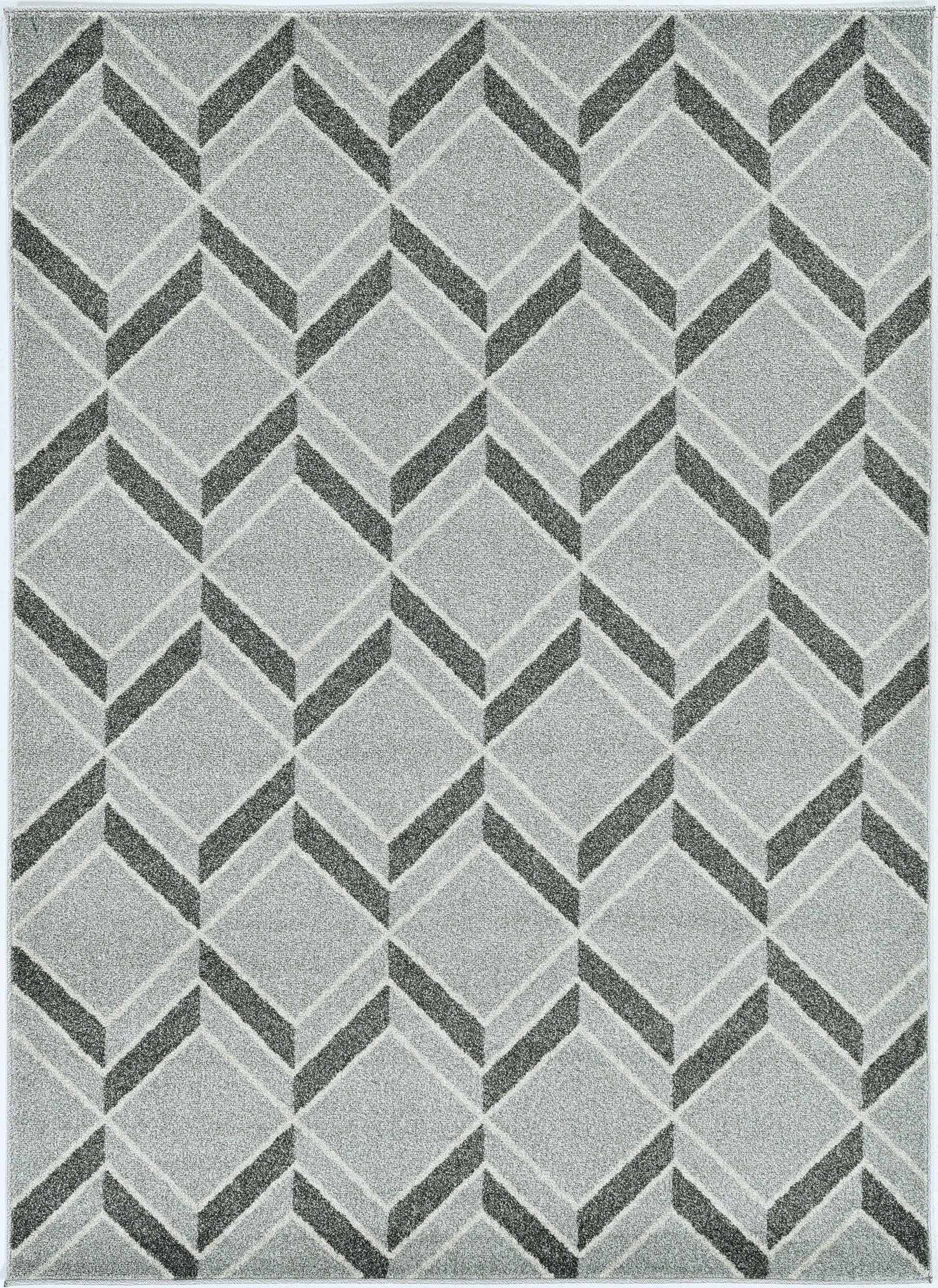 7' X 10' Gray Geometric Indoor Outdoor Area Rug-Outdoor Rugs-DECOROLALA