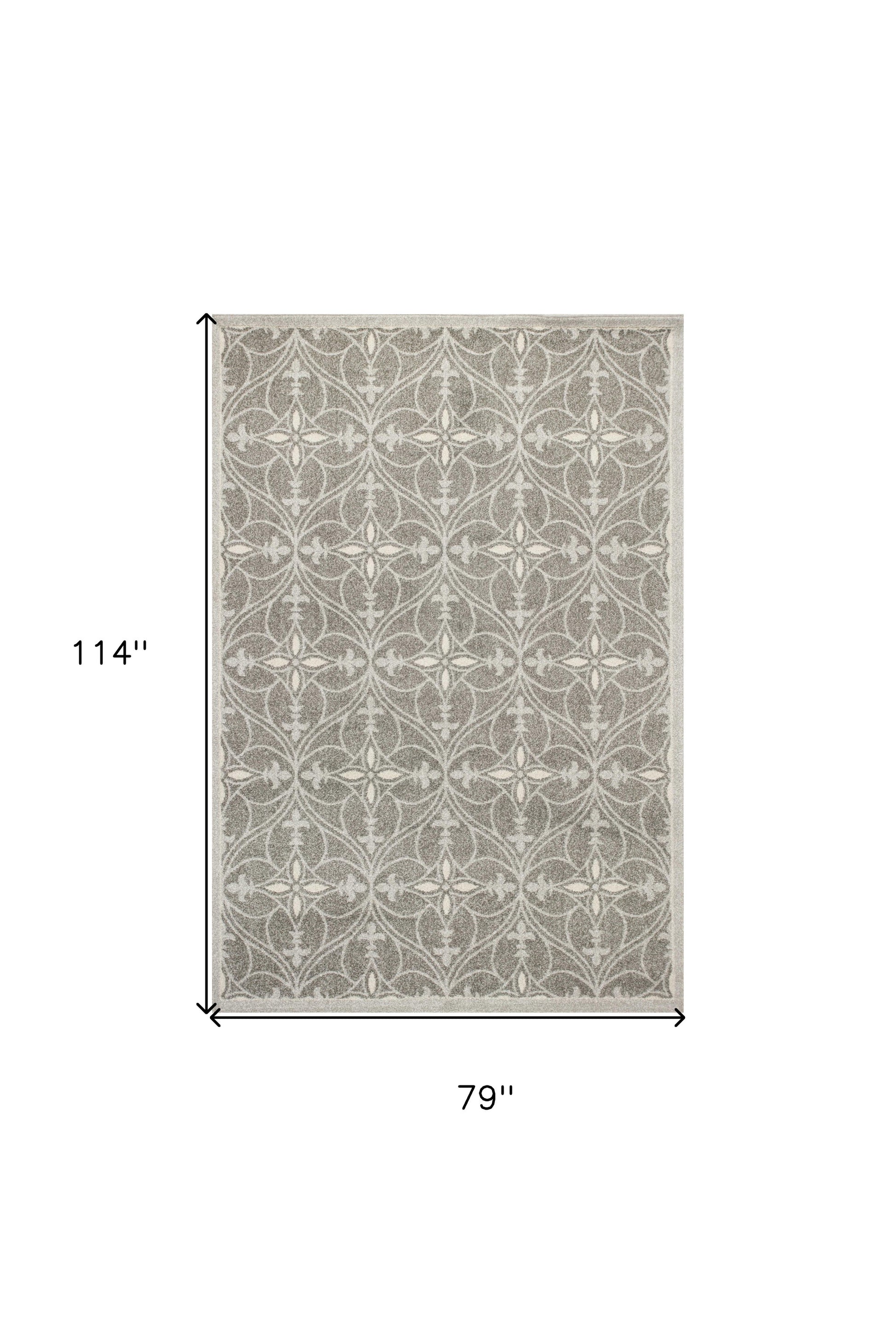 7' X 10' Gray Moroccan Indoor Outdoor Area Rug-Outdoor Rugs-DECOROLALA