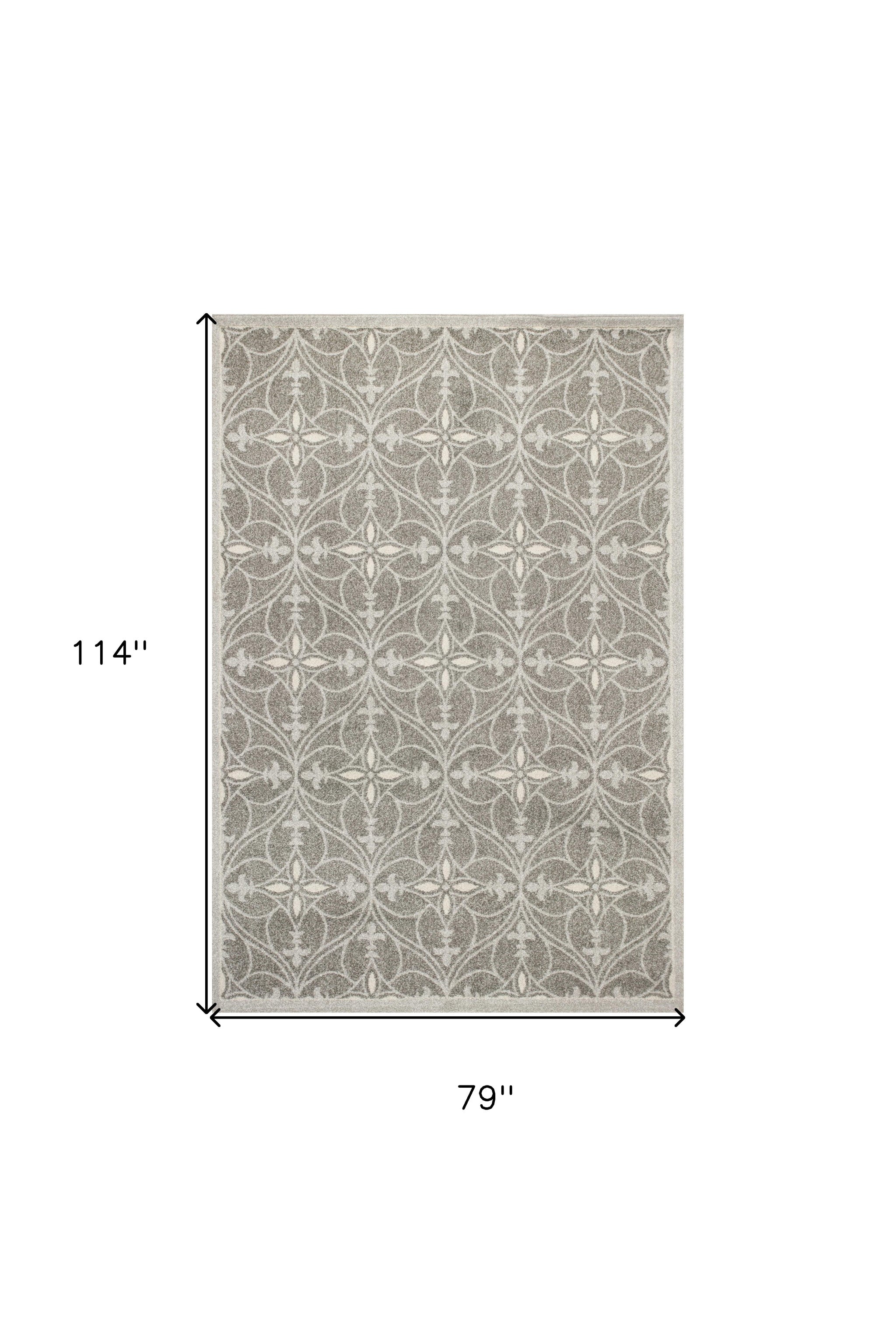 7' X 10' Gray Moroccan Indoor Outdoor Area Rug-Outdoor Rugs-DECOROLALA